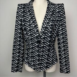 Worthington Black and White Horse Patterned Blazer